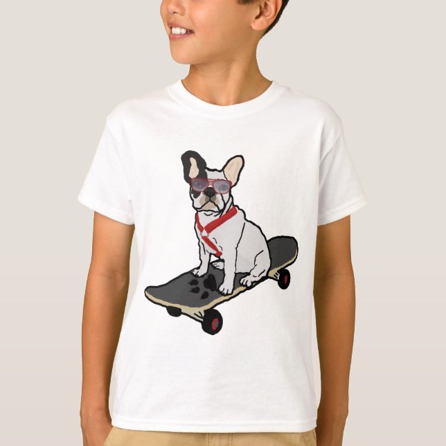 Fransk bulldogg Skateboarding w/sunglasses Tröja (Framsida)