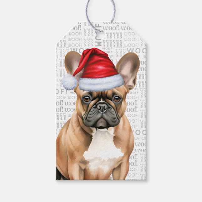 Fransk Bulldogg Söt Jul Holiday Presentetikett (Framsidan)