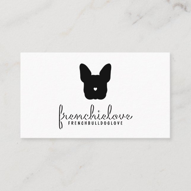 Fransk bulldogg söt logotyp enkel husdjursvakt visitkort (Framsida)