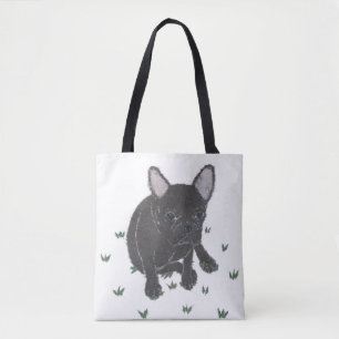 Fransk bulldogg, svart Frenchie, Minimalist som ä Tygkasse