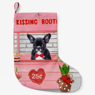 Fransk Bulldogg Valentines Kysstand Liten Julstrumpa