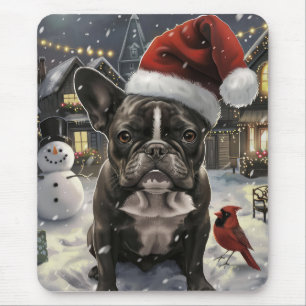 Fransk Bulldogg Vinter Värld Julglädje Musmatta