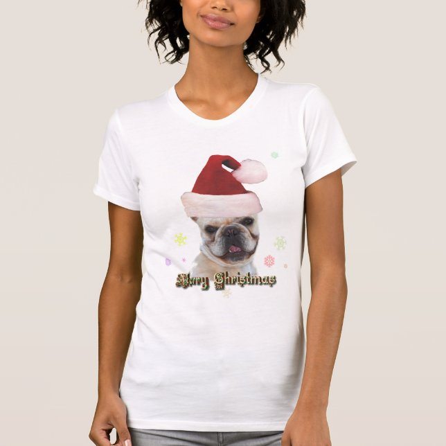 Fransk bulldoggcamisole för jul tee shirt (Framsida)