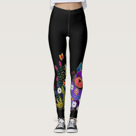 Fransk bulldoggdamasker för BINDI FRENCHIE- Leggings