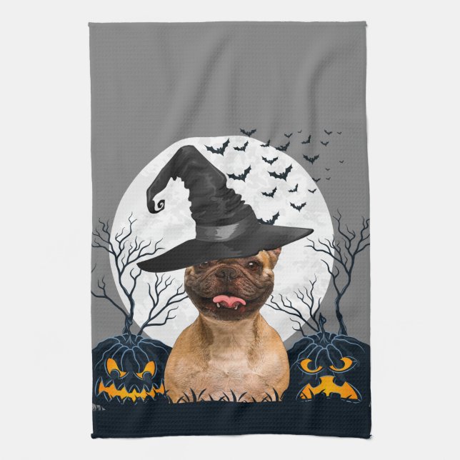 Fransk bulldoggHalloween pumpa lappar Kökshandduk (Vertikal)