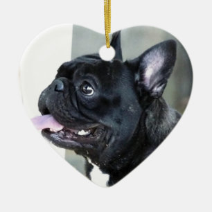 Fransk bulldogghund julgransprydnad keramik