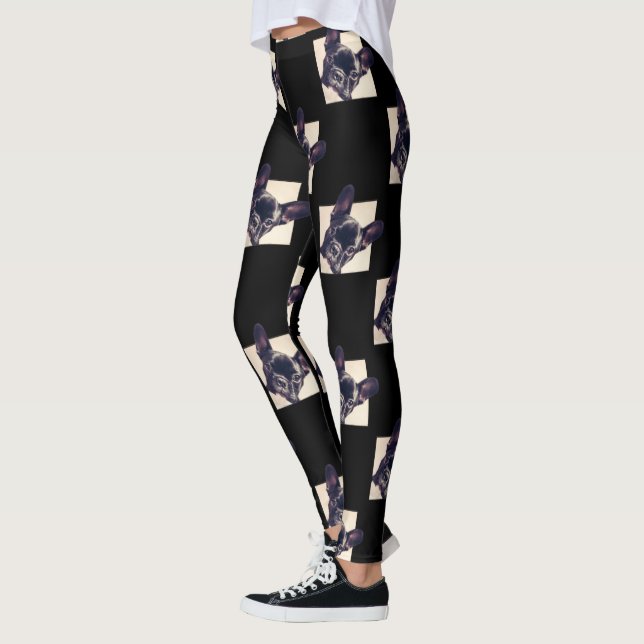 Fransk bulldogghunddamasker leggings (Vänster)