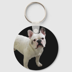 Fransk bulldoggkeychain för vit nyckelring