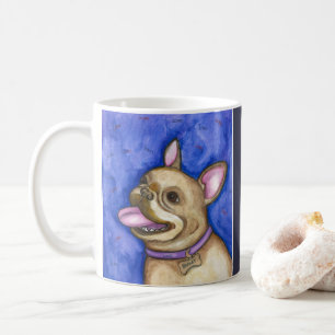 Fransk bulldoggmugg för blått kaffemugg