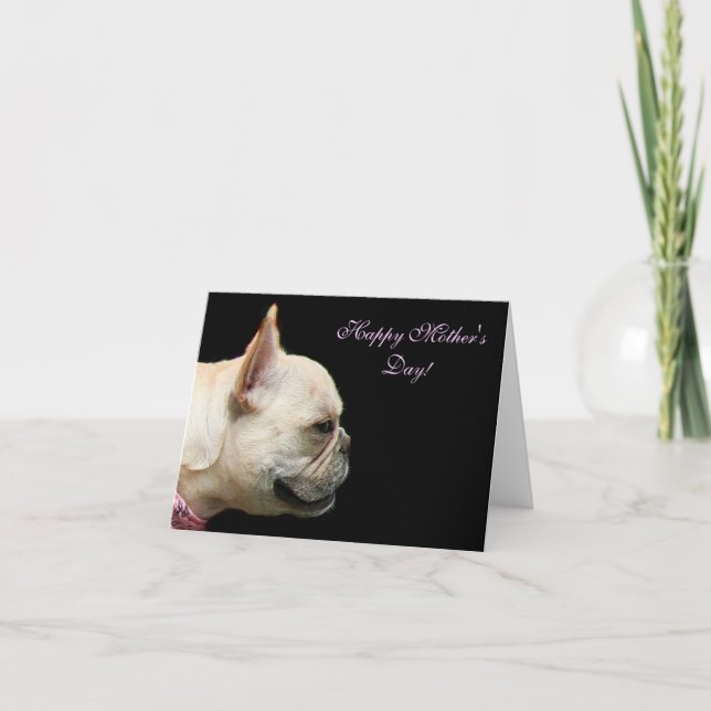 Fransk bulldoggnotecard för lycklig mors dag kort (Framsida)