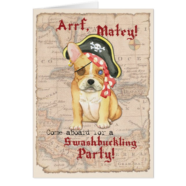 Fransk bulldoggpiratinbjudan OBS kort (Framsidan)