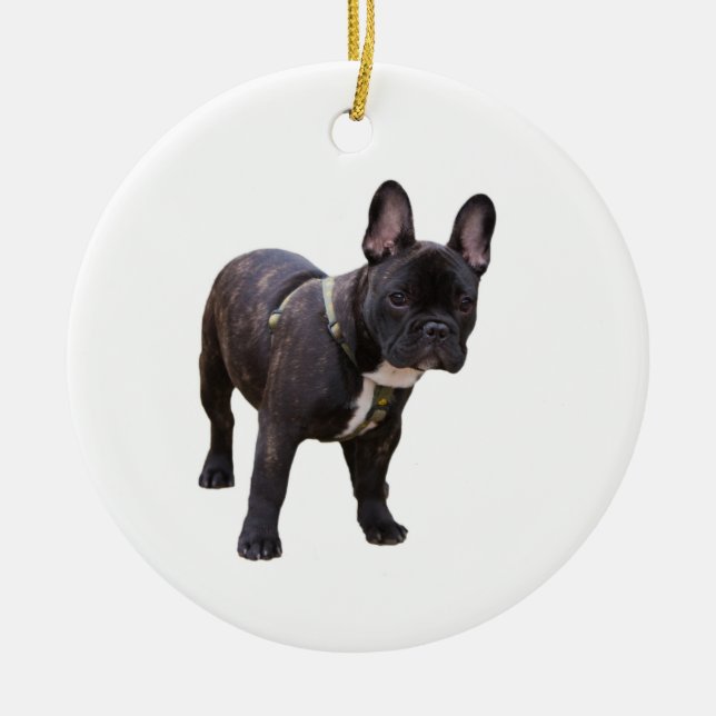 Fransk bulldoggprydnad, gåvaidé julgransprydnad keramik (Framsidan)