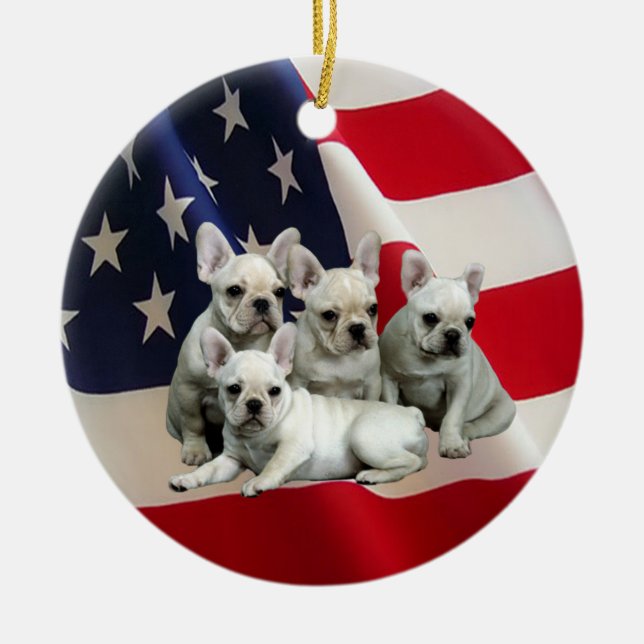 Fransk bulldoggprydnad julgransprydnad keramik (Framsidan)