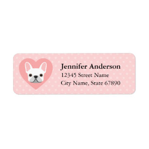 Fransk bulldoggreturetiketter returadress etikett