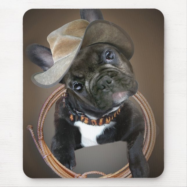 FRANSK BULLDOGGRODEOMÄSTARE MOUSEPAD MUSMATTA (Framsidan)