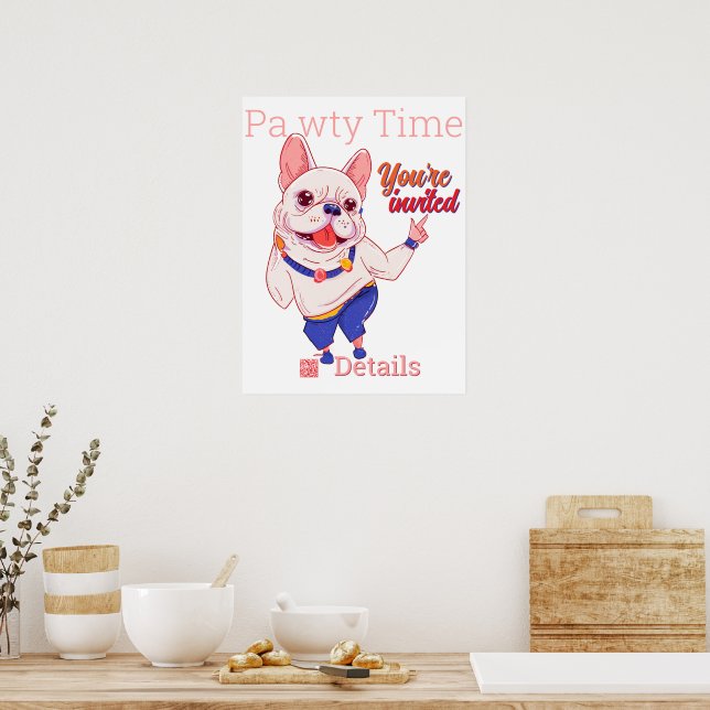 Fransk Bulldoggs Festaffisch  Poster (Kök)