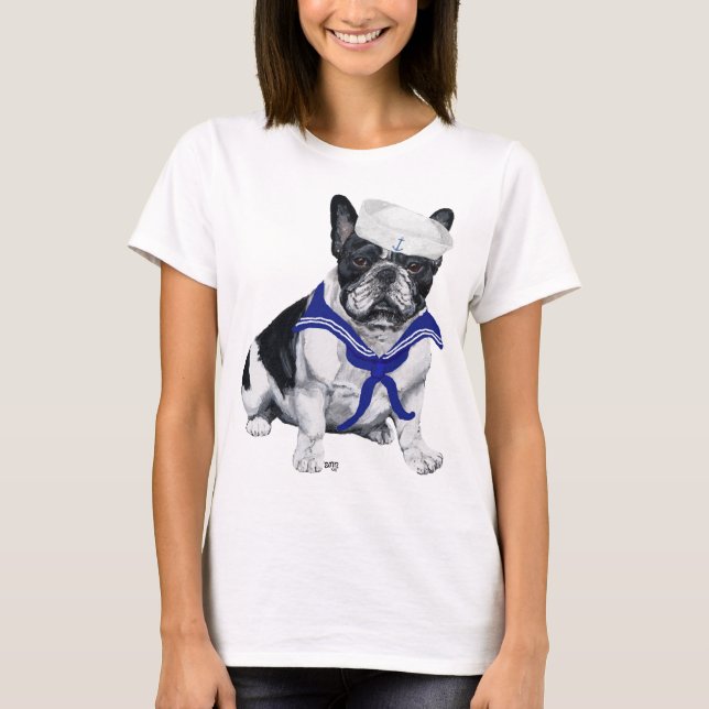 Fransk Bulldoggs Sjöman T Shirt (Framsida)