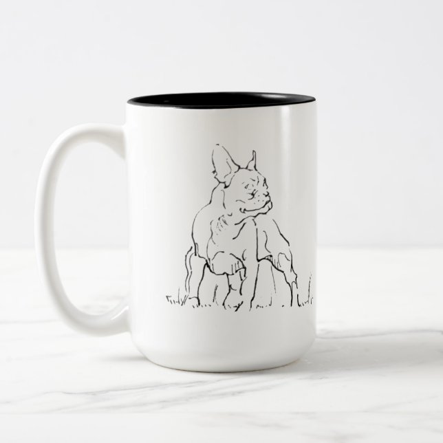 Fransk Bulldoggskopp - Kaffe kopp Hundmamma (Vänster)