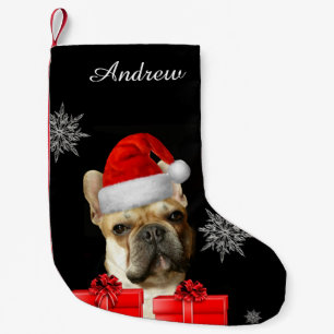 Fransk bulldoggstrumpa för jul liten julstrumpa