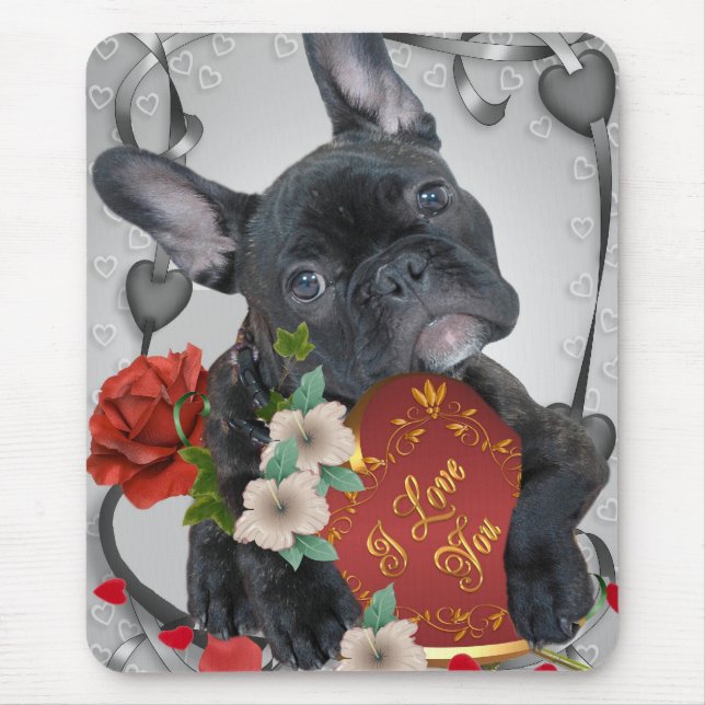 FRANSK BULLDOGGvalentin Mousepad Musmatta (Framsidan)