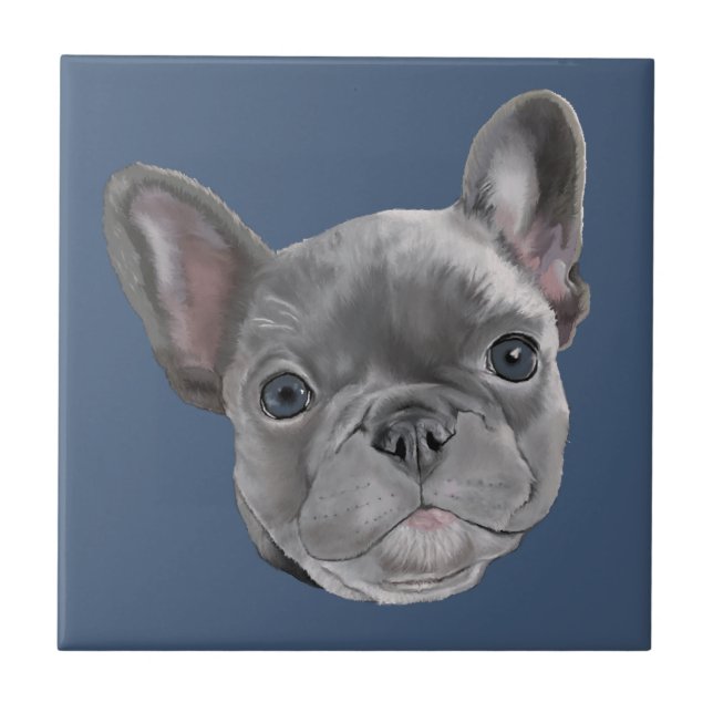 Fransk bulldoggvalp kakelplatta (Framsidan)