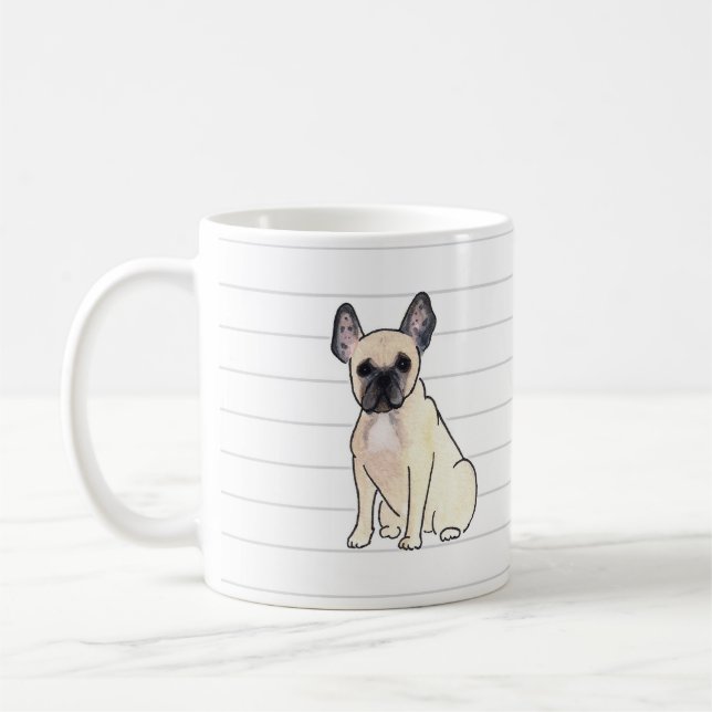 Fransk bulldoggvattenfärgmugg kaffemugg (Vänster)