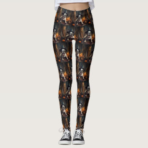 Fransk Bulldogpumpa Halloween Skräckinjagande Leggings