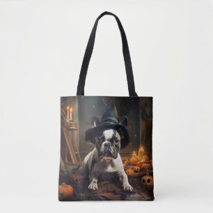 Fransk Bulldogpumpa Halloween Skräckinjagande Tygkasse