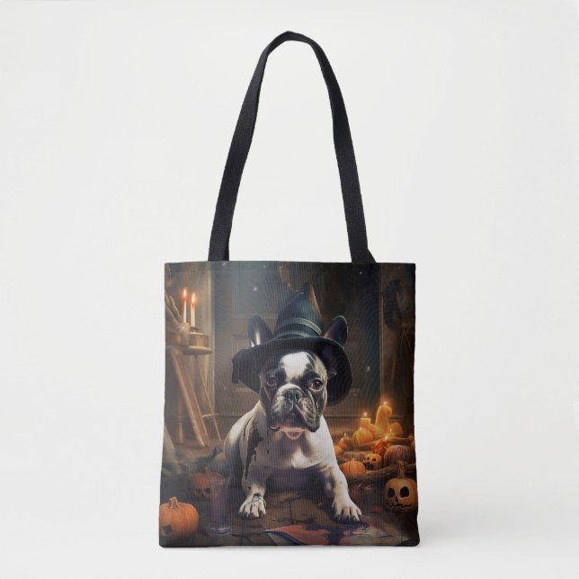 Fransk Bulldogpumpa Halloween Skräckinjagande Tygkasse (Framsida)