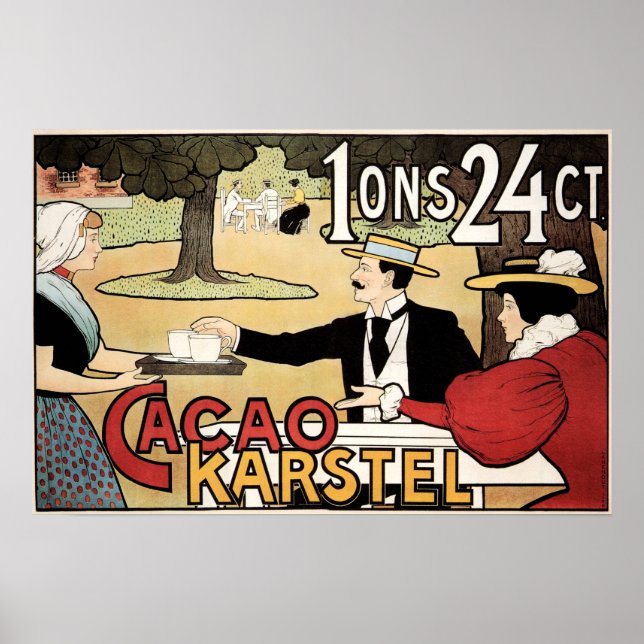 FRANSK CACAO KARSTEL Chocolate Beverage Drink Cafe Poster (Framsidan)