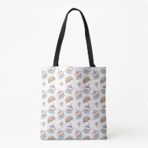 Fransk Café Aesthetic Tote Bag, Coffee & Croissant