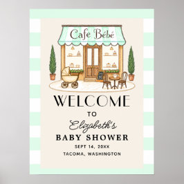Fransk Café Bébé Baby Shower Välkomstskylt Poster