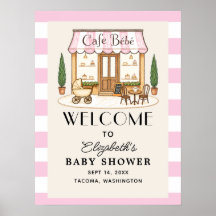 Fransk Café Bébé Flicka Bebis Shower Välkomstskylt