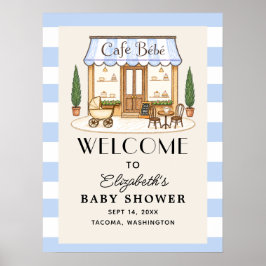 Fransk Café Bébé Pojke Baby Shower Välkomstskylt Poster