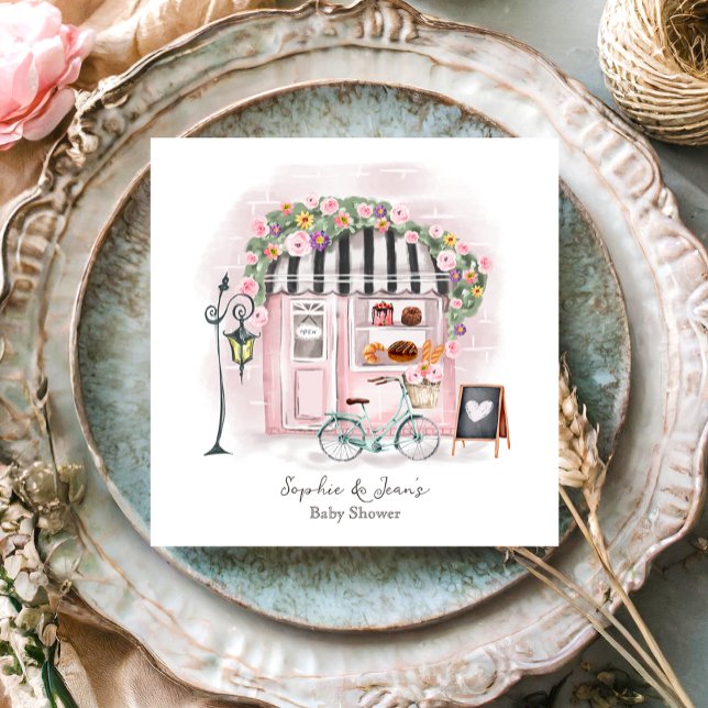 Fransk Cafe Bonjour Bebe Paris Tea Baby Shower Pappersservett (Skapare uppladdad)