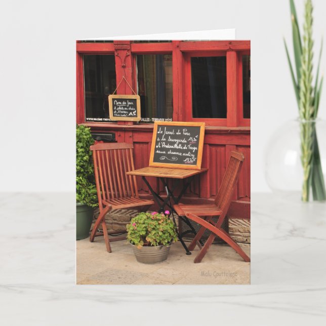 Fransk Cafe-hälsningskort Kort (Framsida)