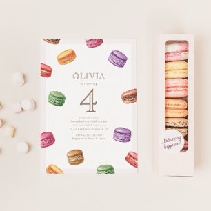 Fransk Cafe Patisserie Macarons Födelsedagsfest Inbjudningar