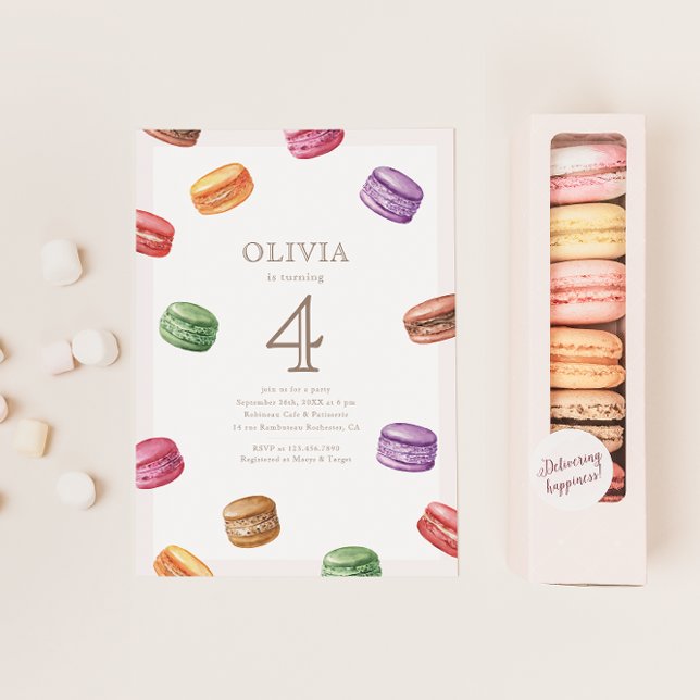 Fransk Cafe Patisserie Macarons Födelsedagsfest Inbjudningar (Skapare uppladdad)