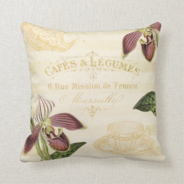 Fransk Cafeannons för vintage med Orchids Kudde