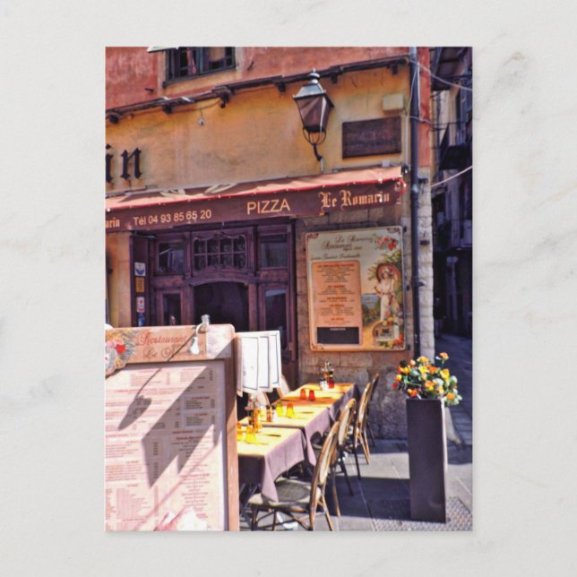 Fransk caféscen vykort (Framsida)