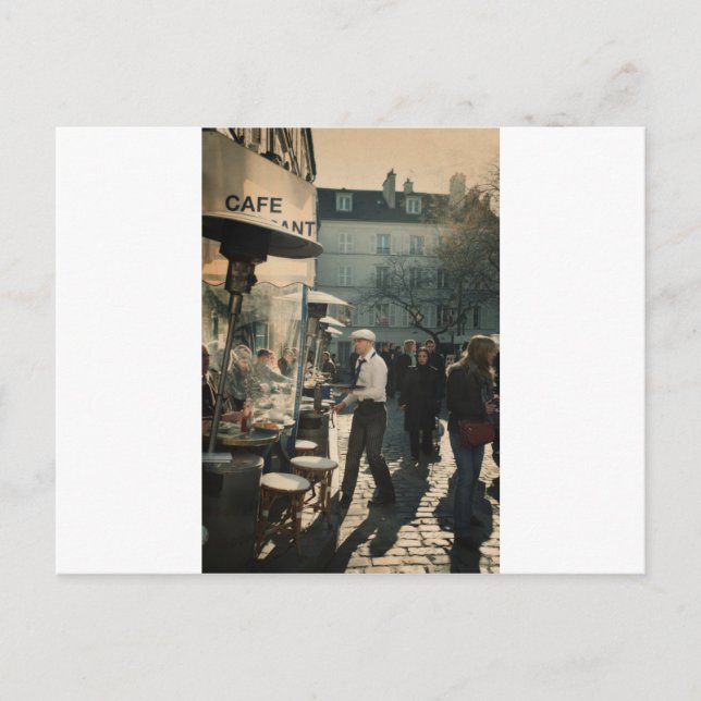 fransk cafeservitör vykort (Framsida)