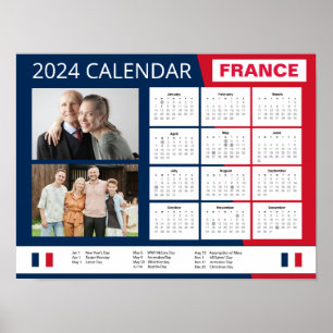 Fransk Calendar på engelska Lägg till ditt foto Poster