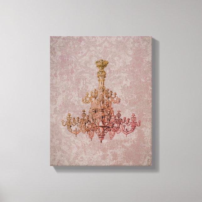 Fransk Chandelier CHANGE FÄRG - Wrapped Canvas (Framsida)