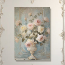 Fransk Chateau Vintage Blommigt Blue Rosa Decoupag