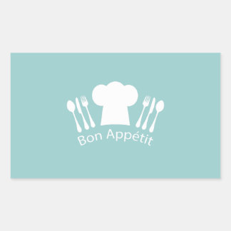 Fransk Chef Bon Appetit Restaurant eller köks Rektangulärt Klistermärke