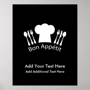 Fransk Chef Hat Gourmet Cook Poster