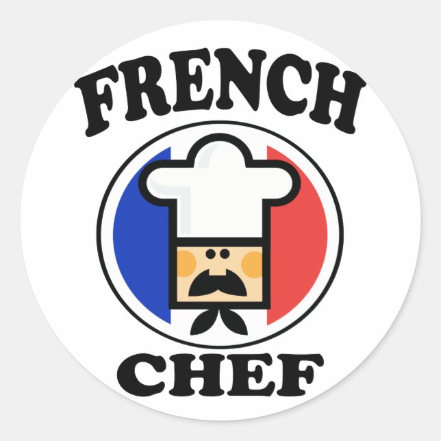 Fransk Chef Runt Klistermärke (Framsida)
