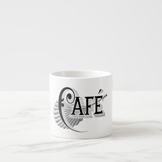 Fransk Chic Cafe Vintage Coffee Specialty Mugg Espressomugg (Framsidan)