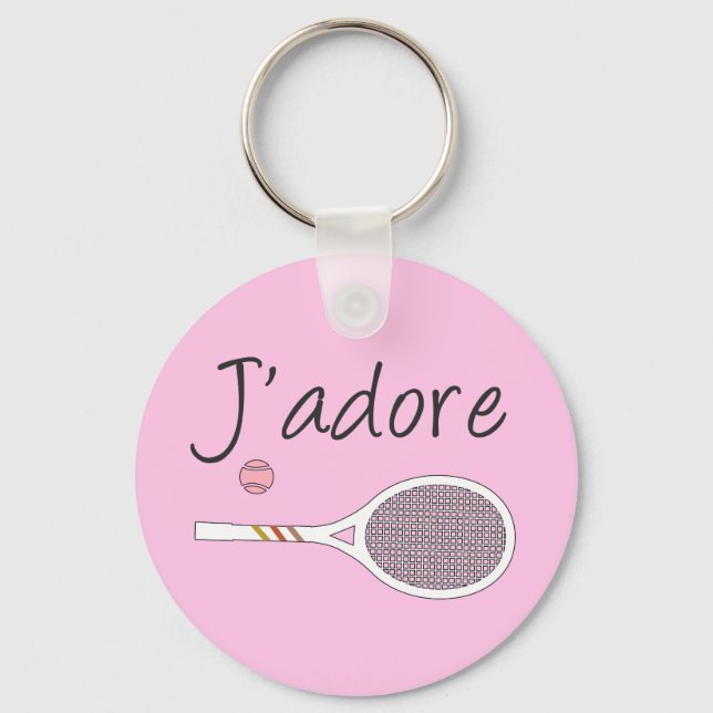 Fransk Chic J'adore Tennis Player Design Rosa Nyckelring (Framsida)