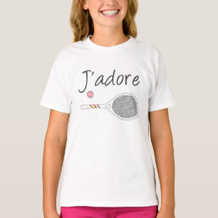 Fransk Chic J'adore Tennis Player Design T Shirt